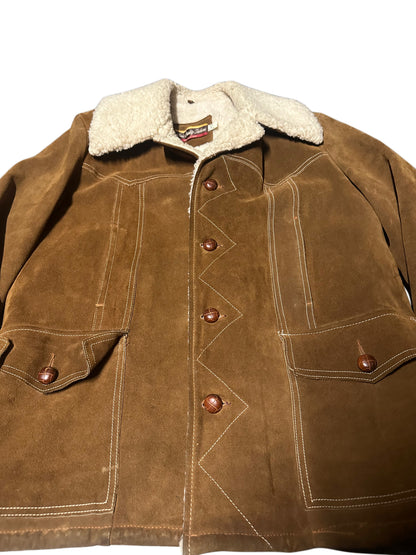 1970's Vintage Men's Quality Fashions Leather Sherpa Jacket