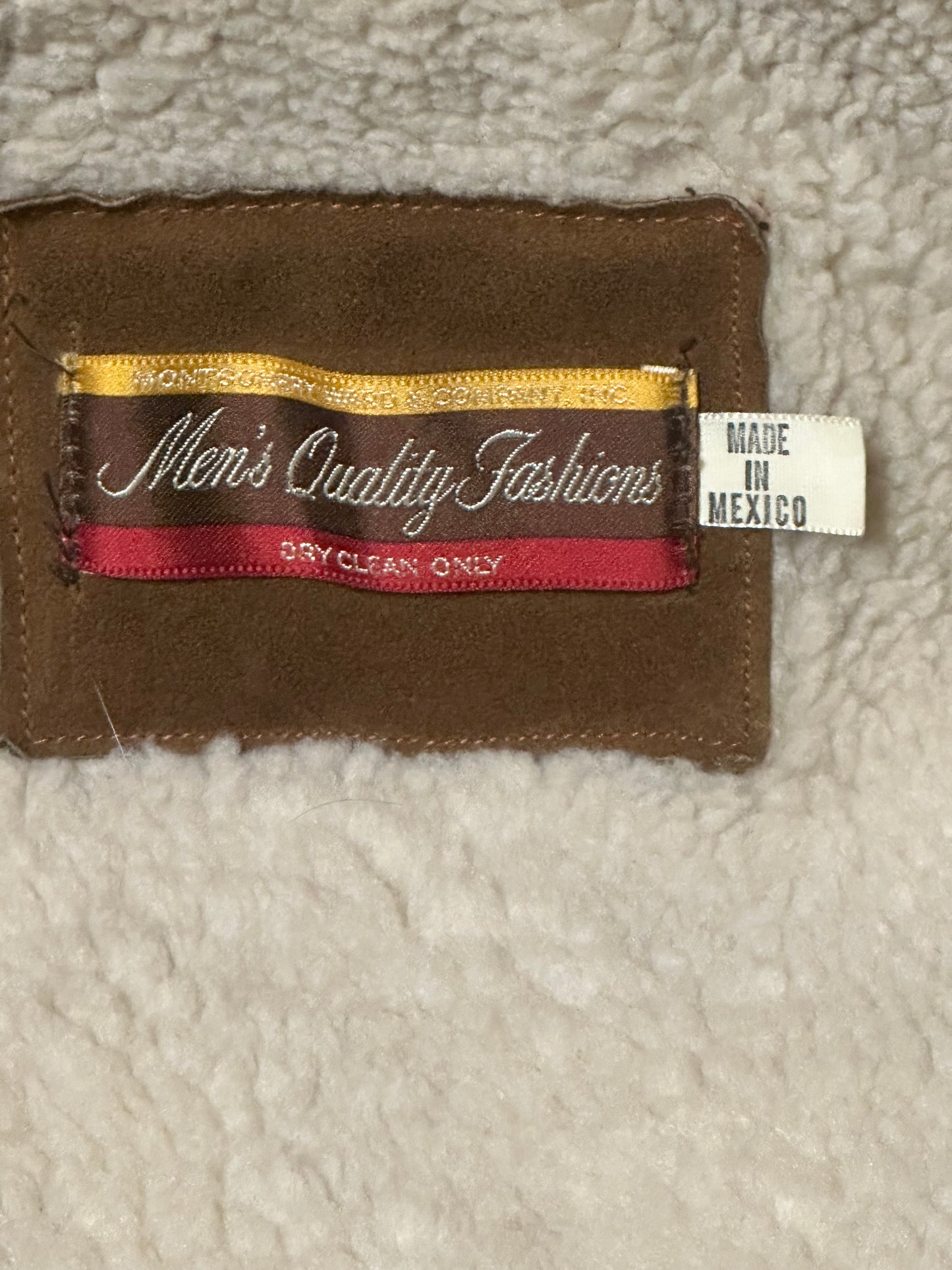 1970's Vintage Men's Quality Fashions Leather Sherpa Jacket