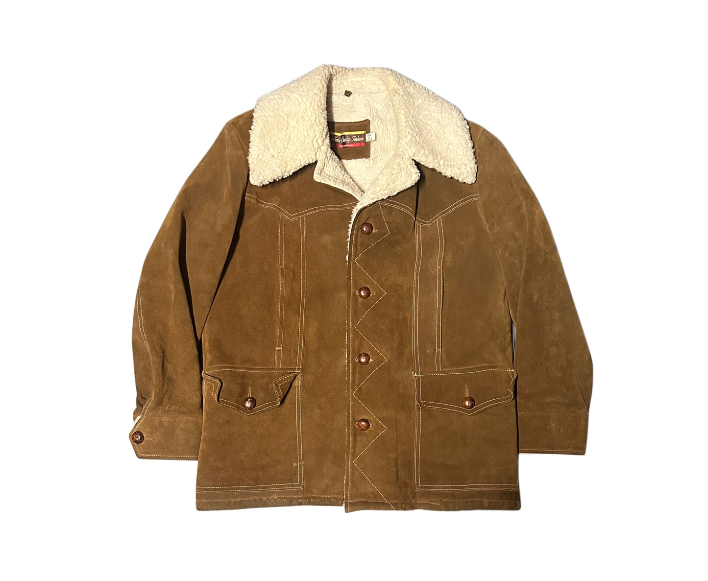1970's Vintage Men's Quality Fashions Leather Sherpa Jacket