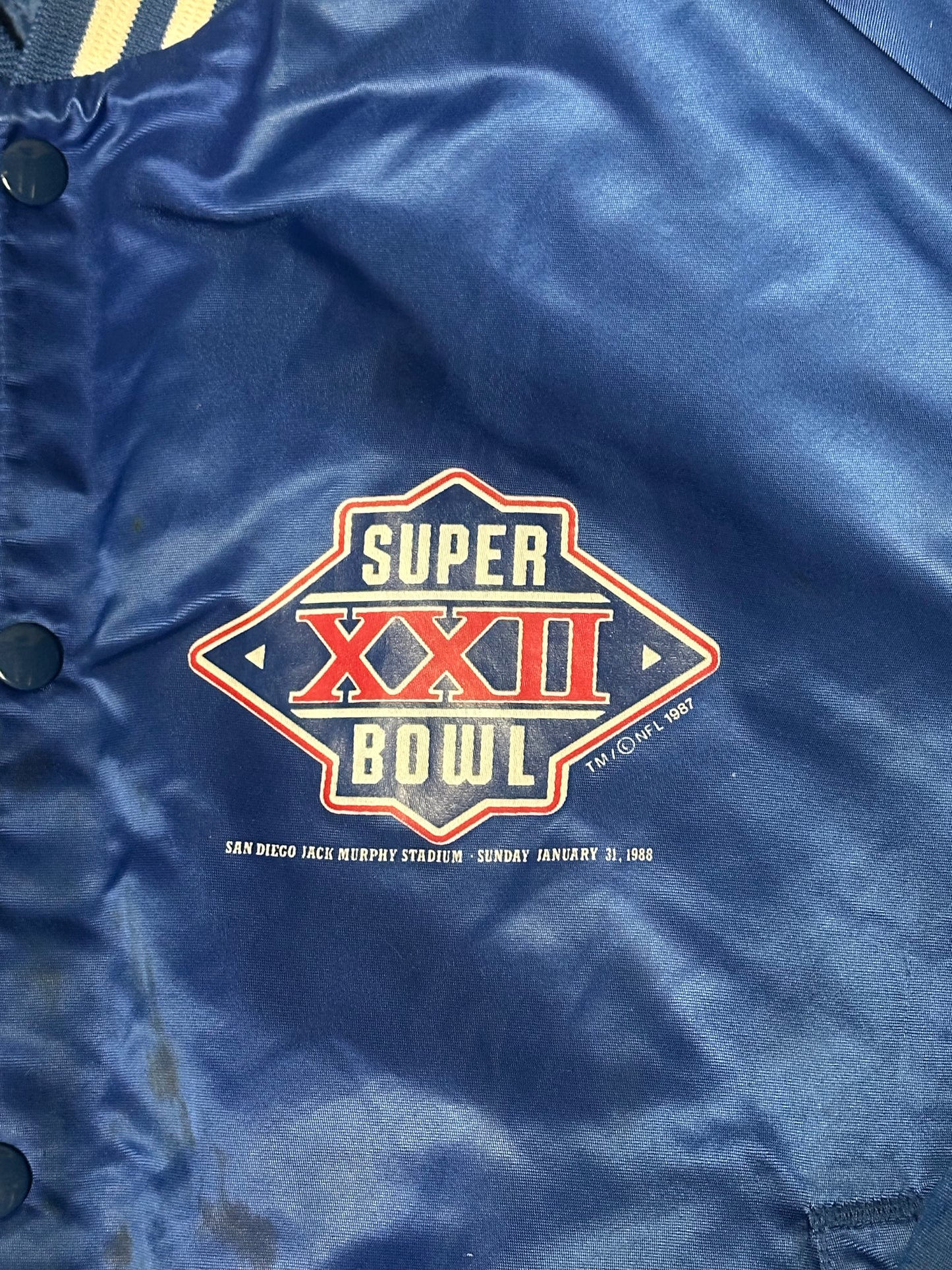 1987 Vintage Chalk Line "Super Bowl XXII" Satin Bomber Jacket
