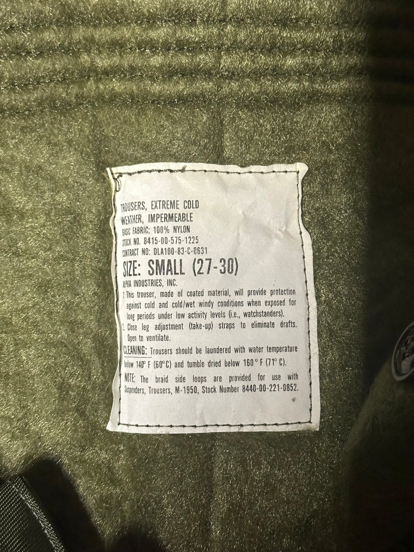 1983 Vintage Military Extreme Weather Pants