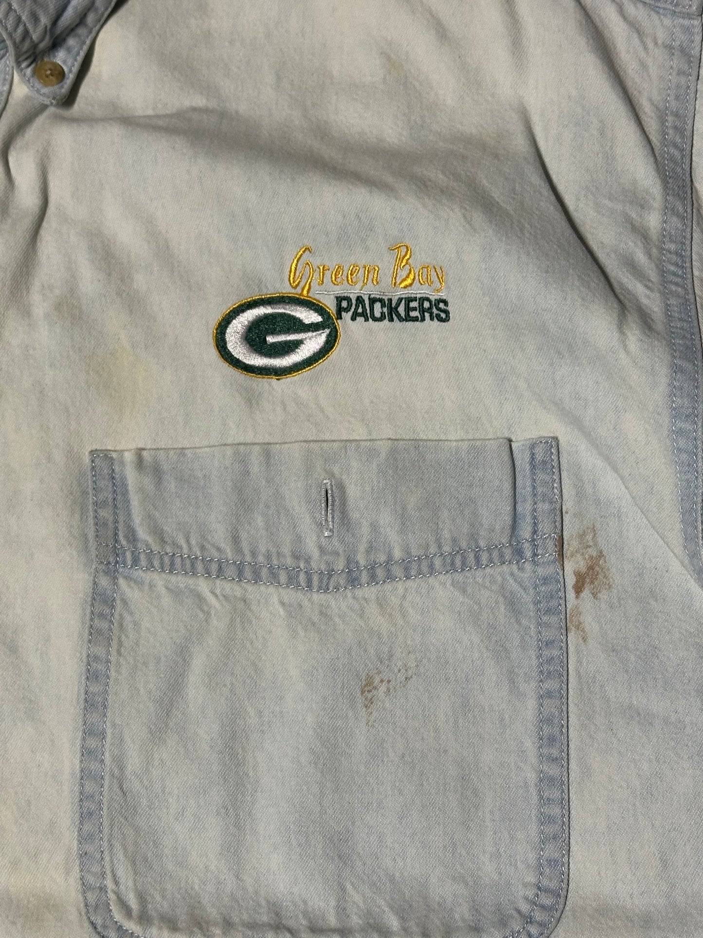 1990's Lee x Green Bay Packers Button-Up Denim Shirt