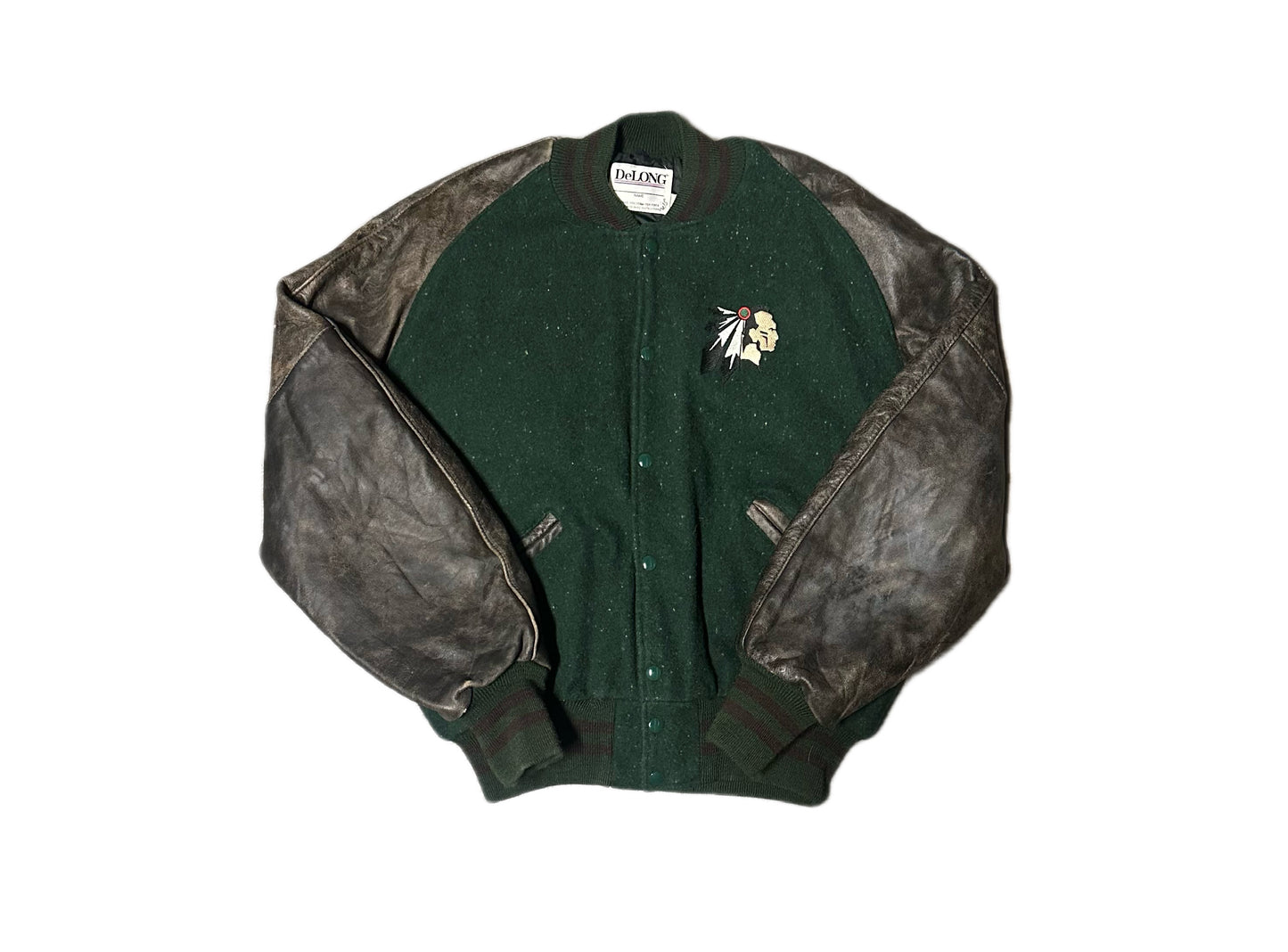 1994 Vintage DeLong Leather Varsity Jacket
