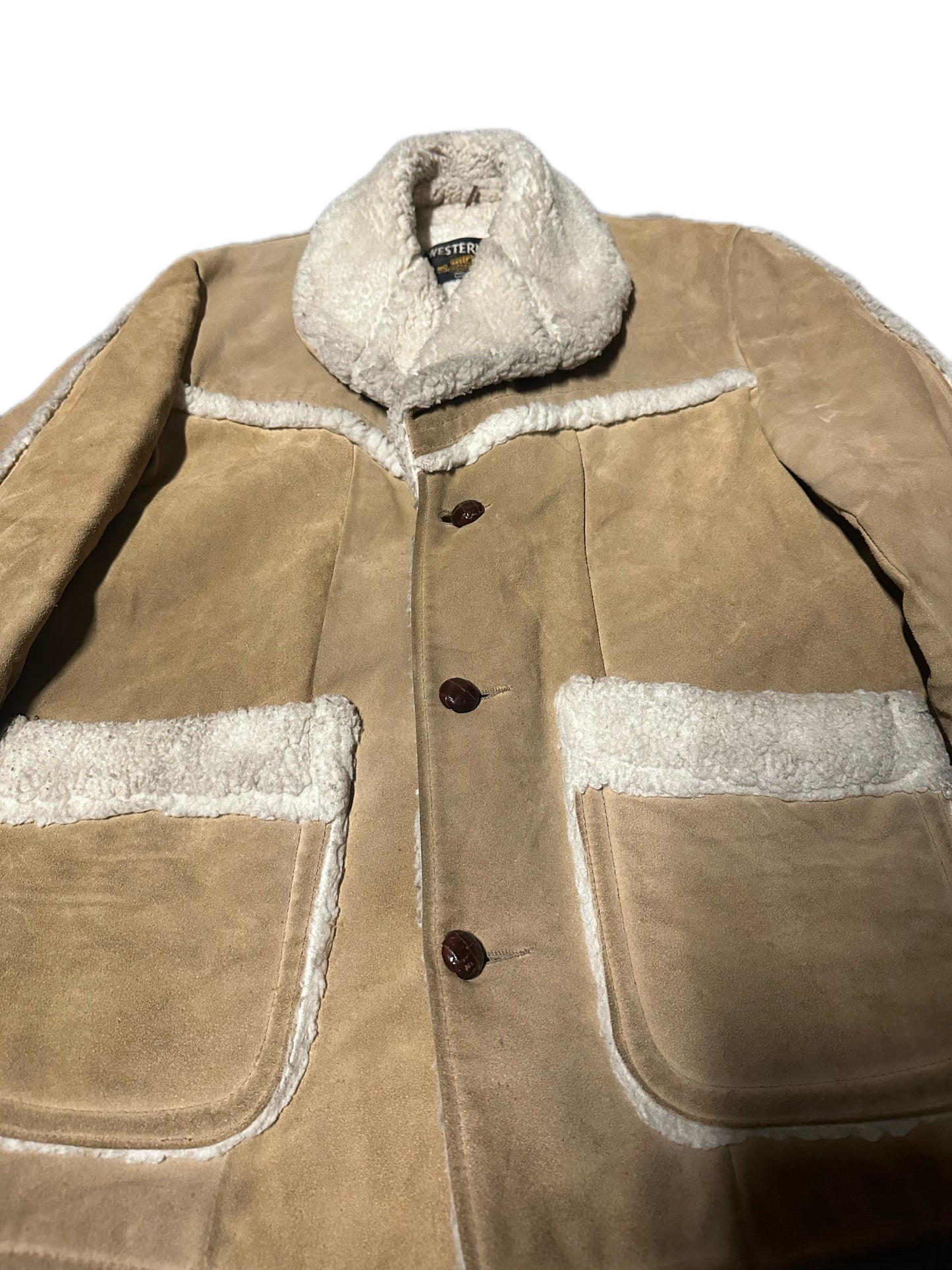 1970's Vintage Sears Leather Sherpa Jacket