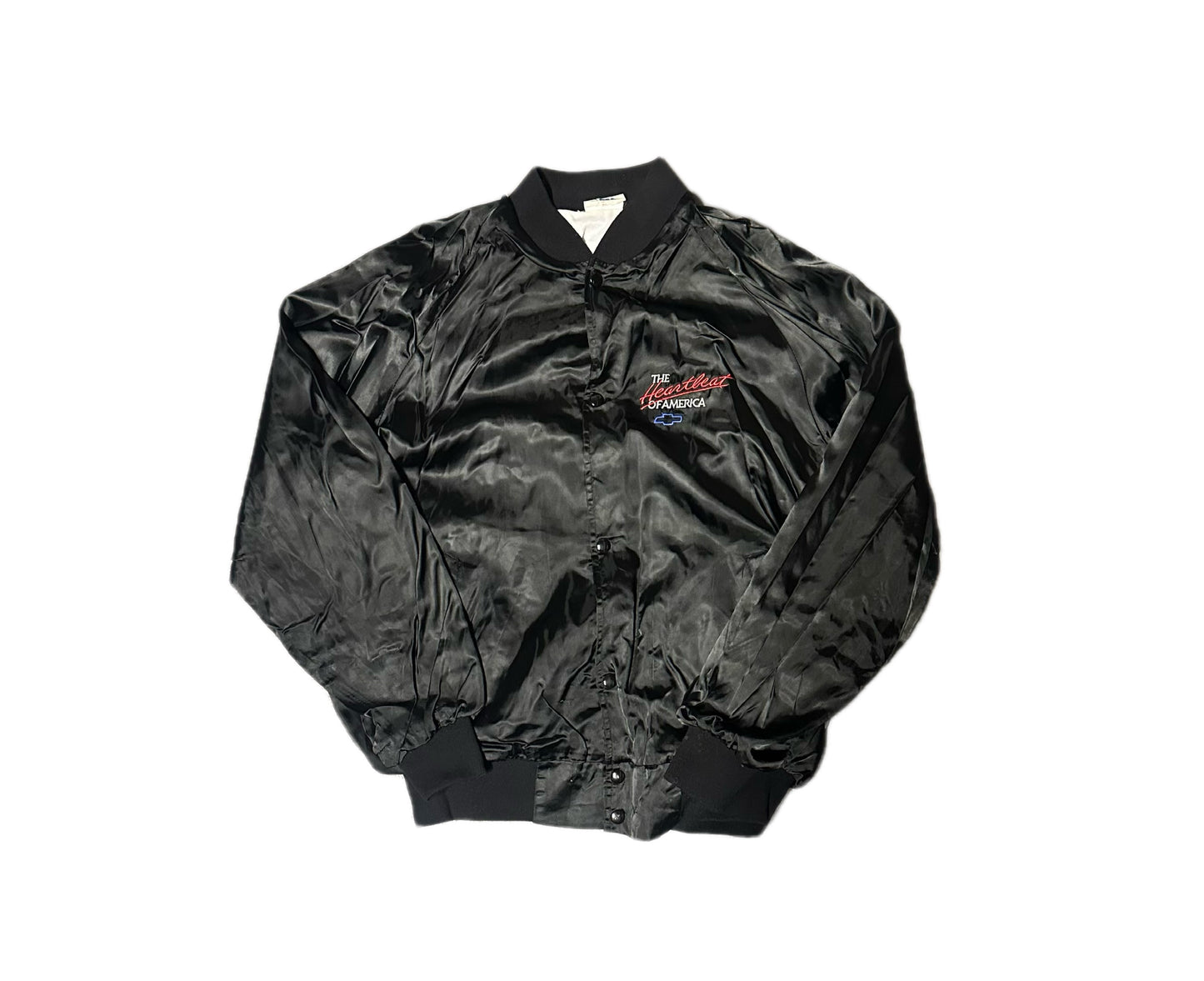 1980's West Ark Chevy "The Heartbeat Of America" Satin Bomber Jacket