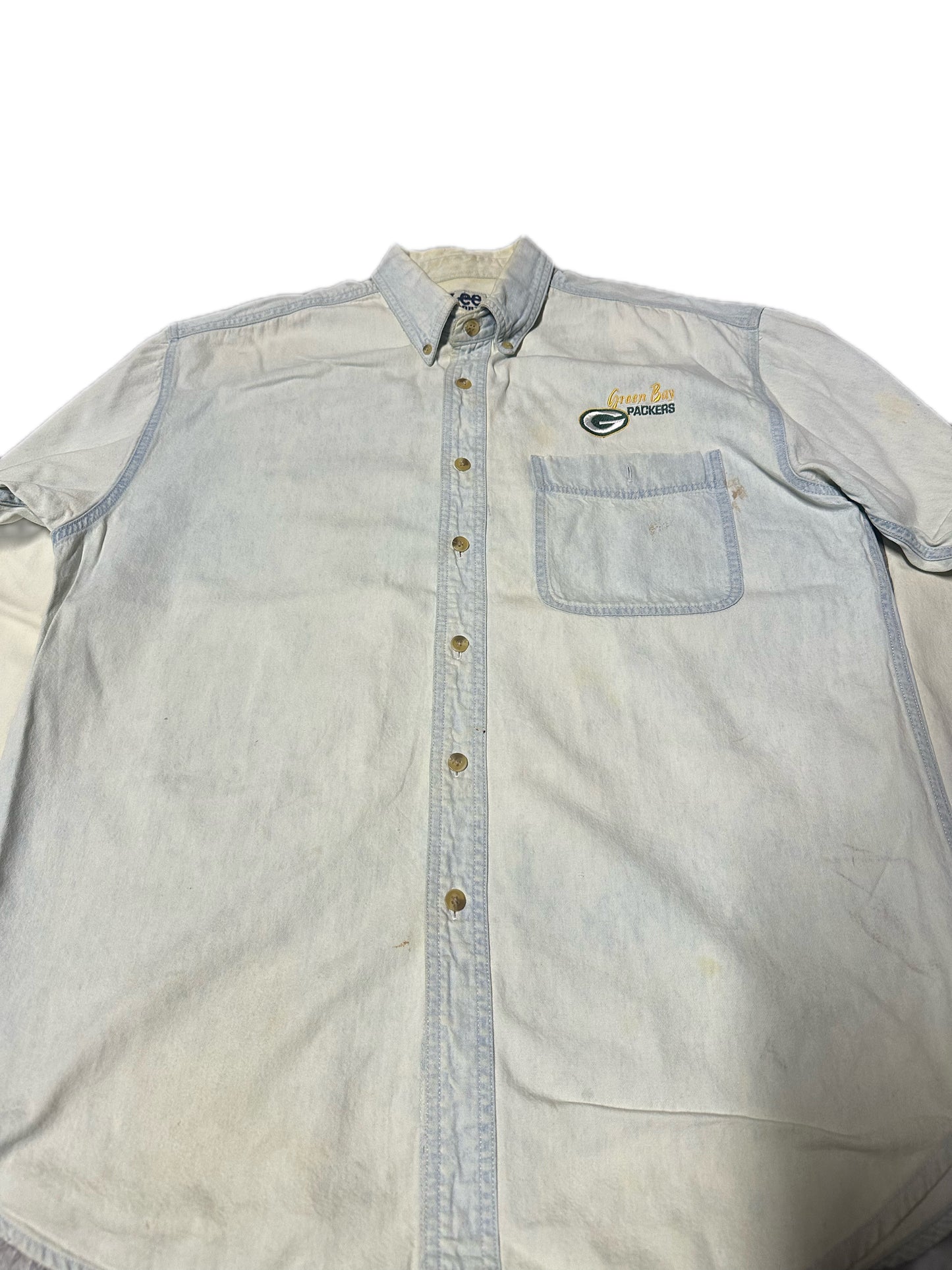1990's Lee x Green Bay Packers Button-Up Denim Shirt