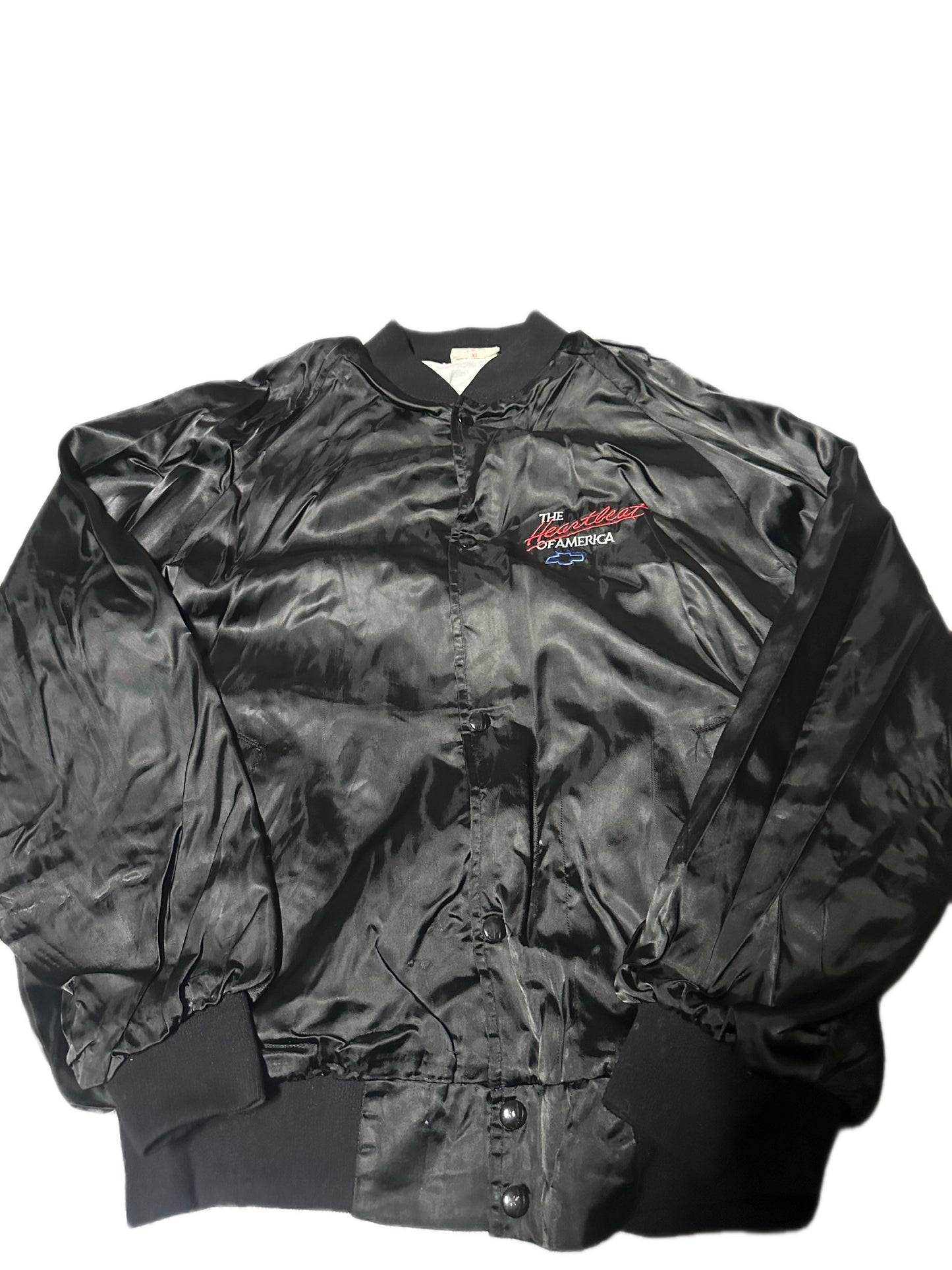 1980's West Ark Chevy "The Heartbeat Of America" Satin Bomber Jacket