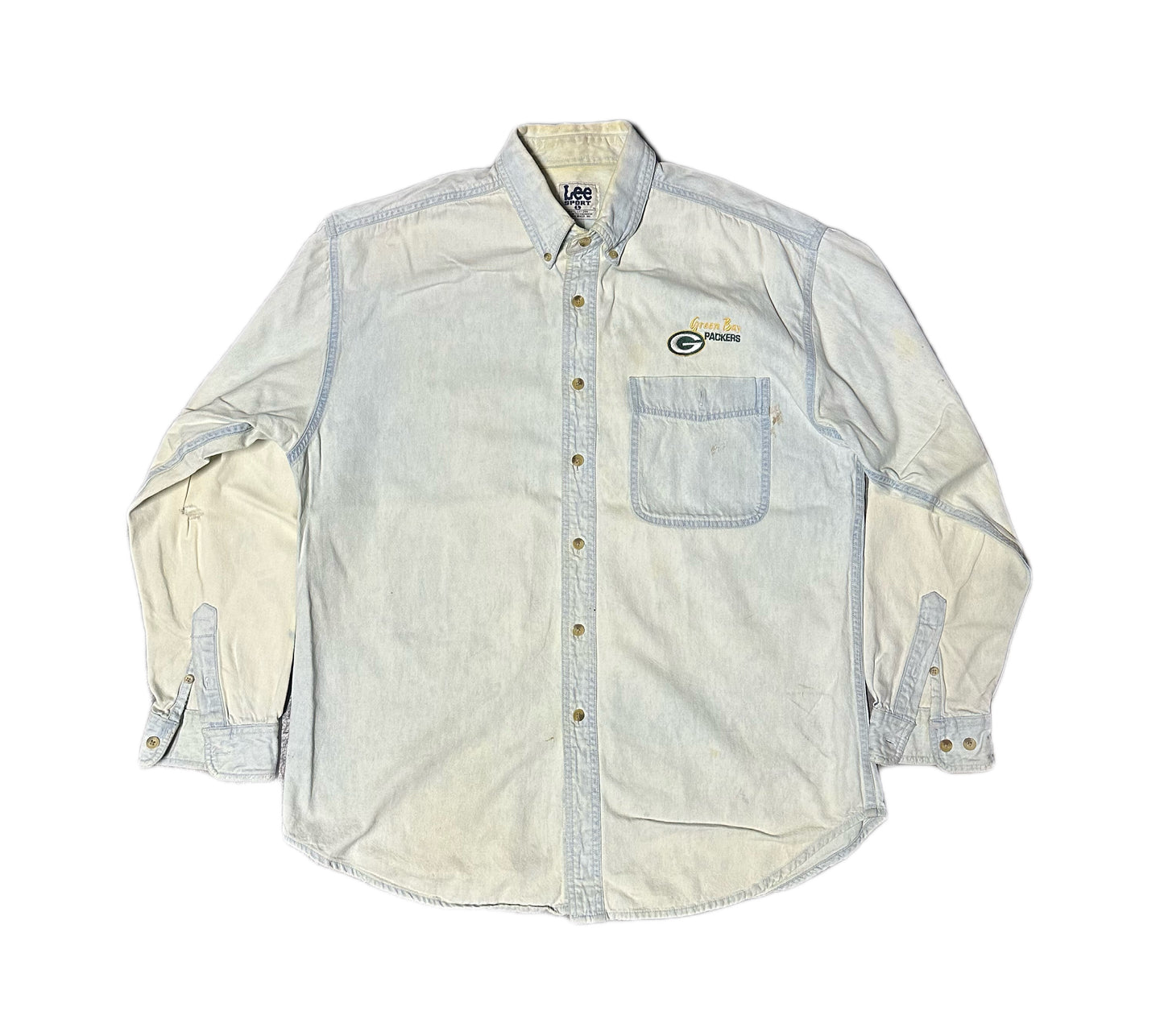 1990's Lee x Green Bay Packers Button-Up Denim Shirt