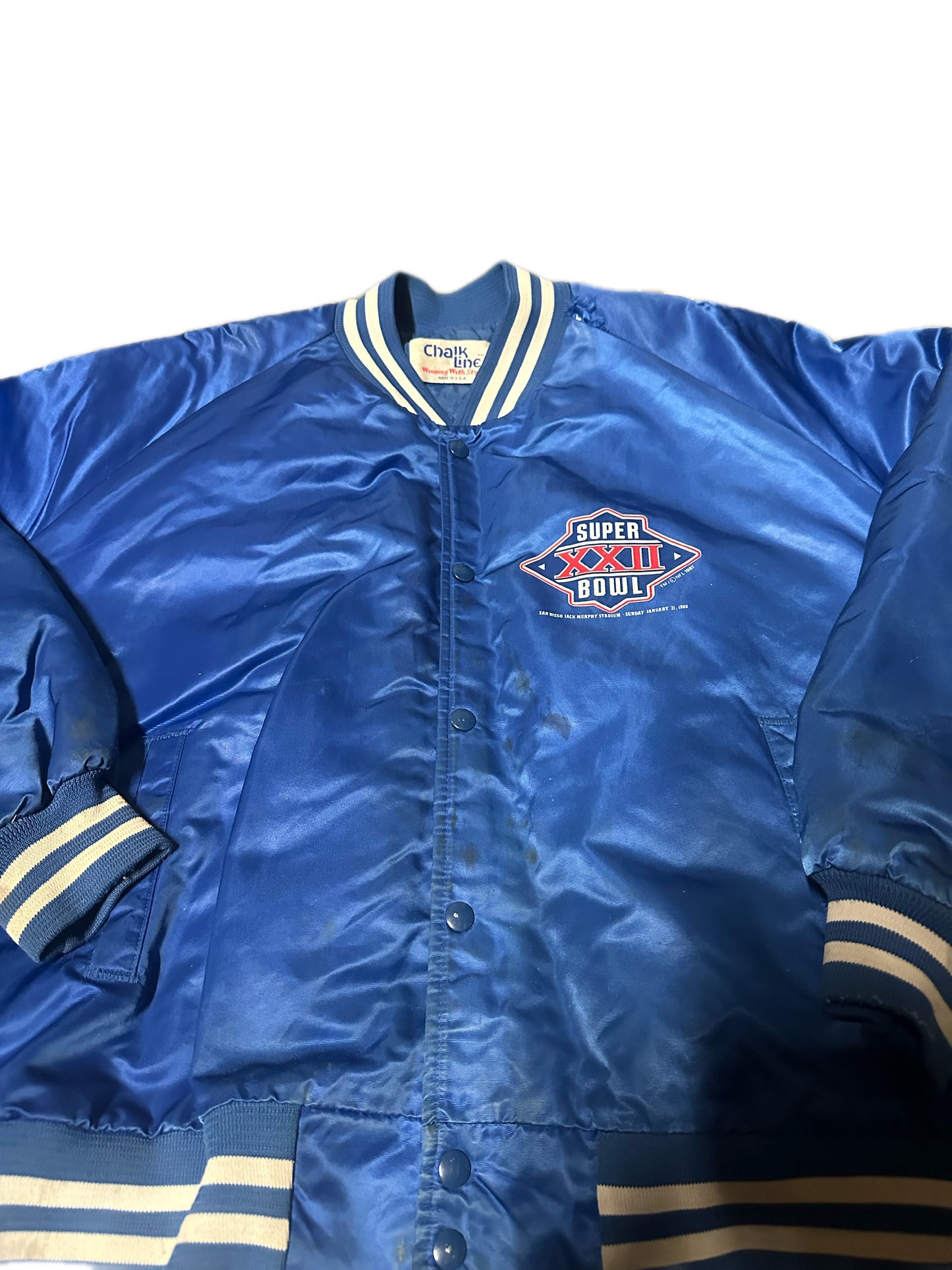 1987 Vintage Chalk Line "Super Bowl XXII" Satin Bomber Jacket
