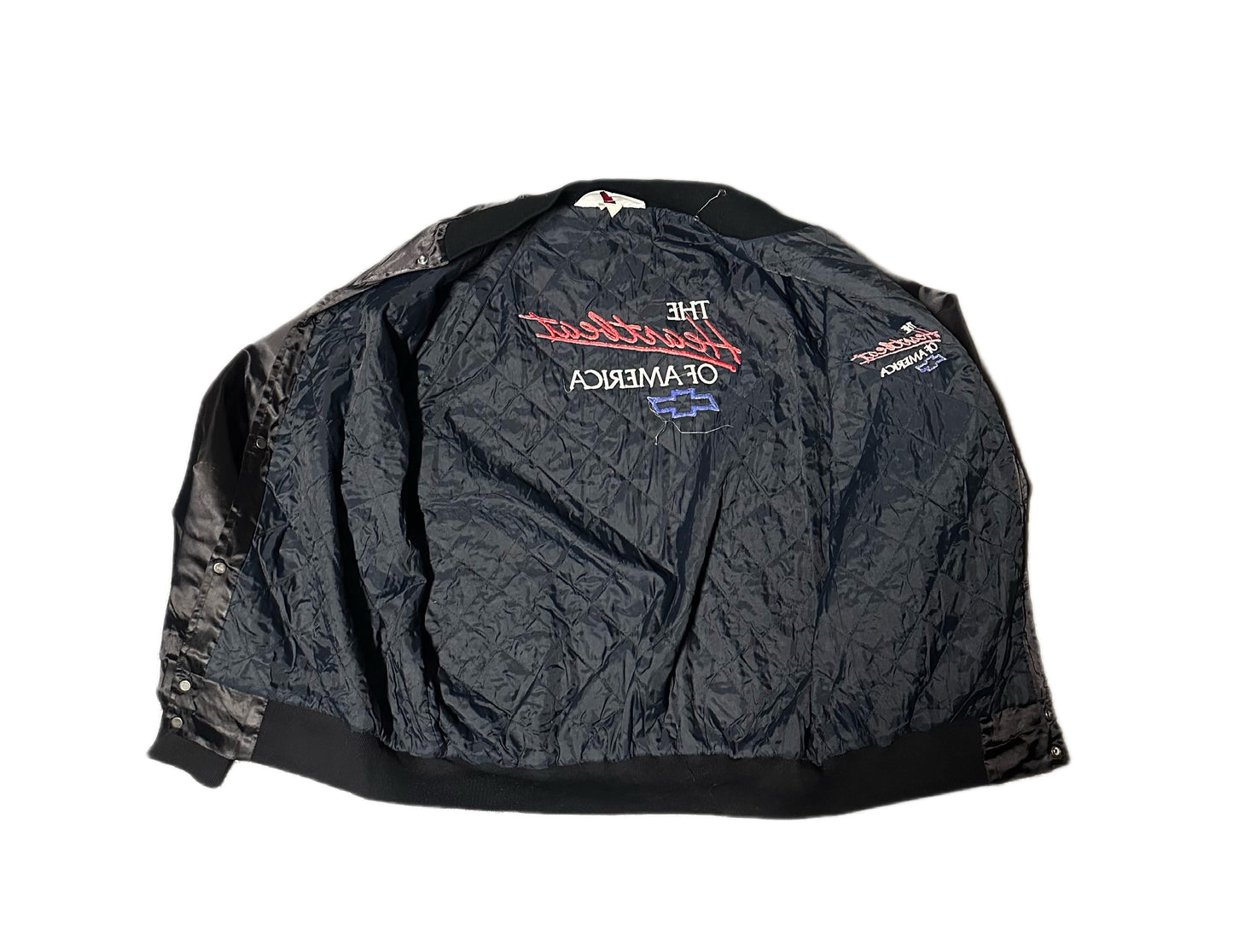 1980's Vintage West Ark Chevy "The Heartbeat Of America" Satin Bomber Jacket