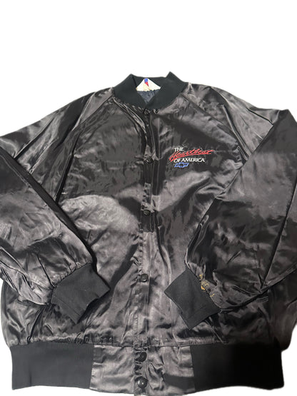 1980's Vintage West Ark Chevy "The Heartbeat Of America" Satin Bomber Jacket