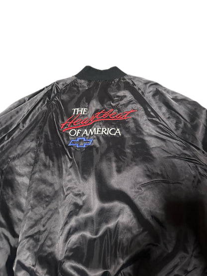 1980's Vintage West Ark Chevy "The Heartbeat Of America" Satin Bomber Jacket