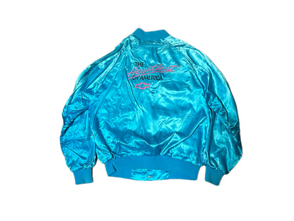 1980's Vintage West Ark Chevy "The Heartbeat Of America" Satin Bomber Jacket